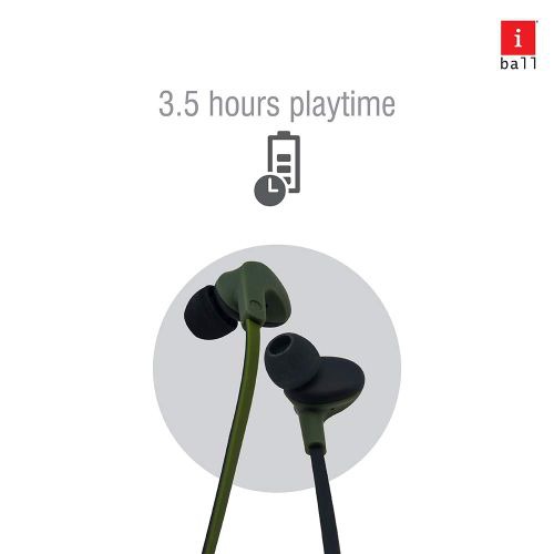 iBall EarWear Sporty Wireless Bluetooth Headset with Mic for All Smartphones (Military Green)